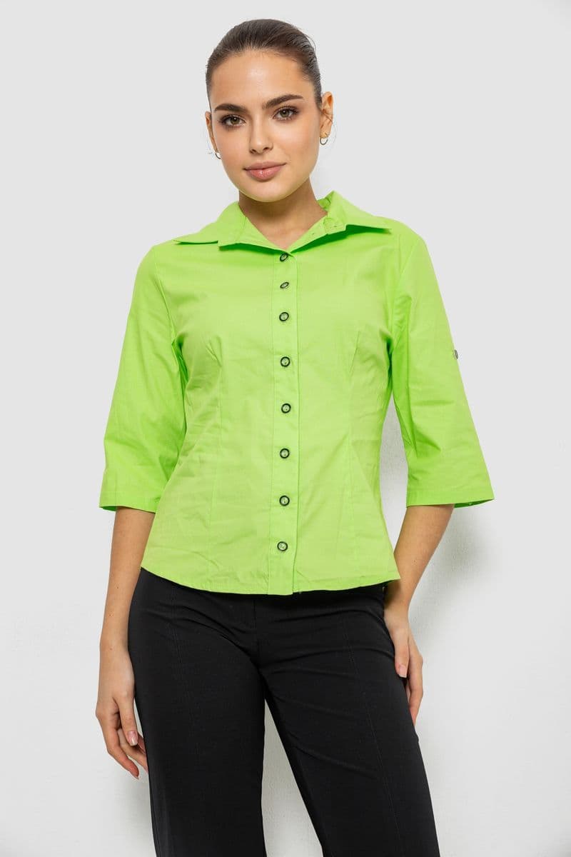 Сорочка жіноча однотонна, колір салатовий, 230R068-4 - зображення 1