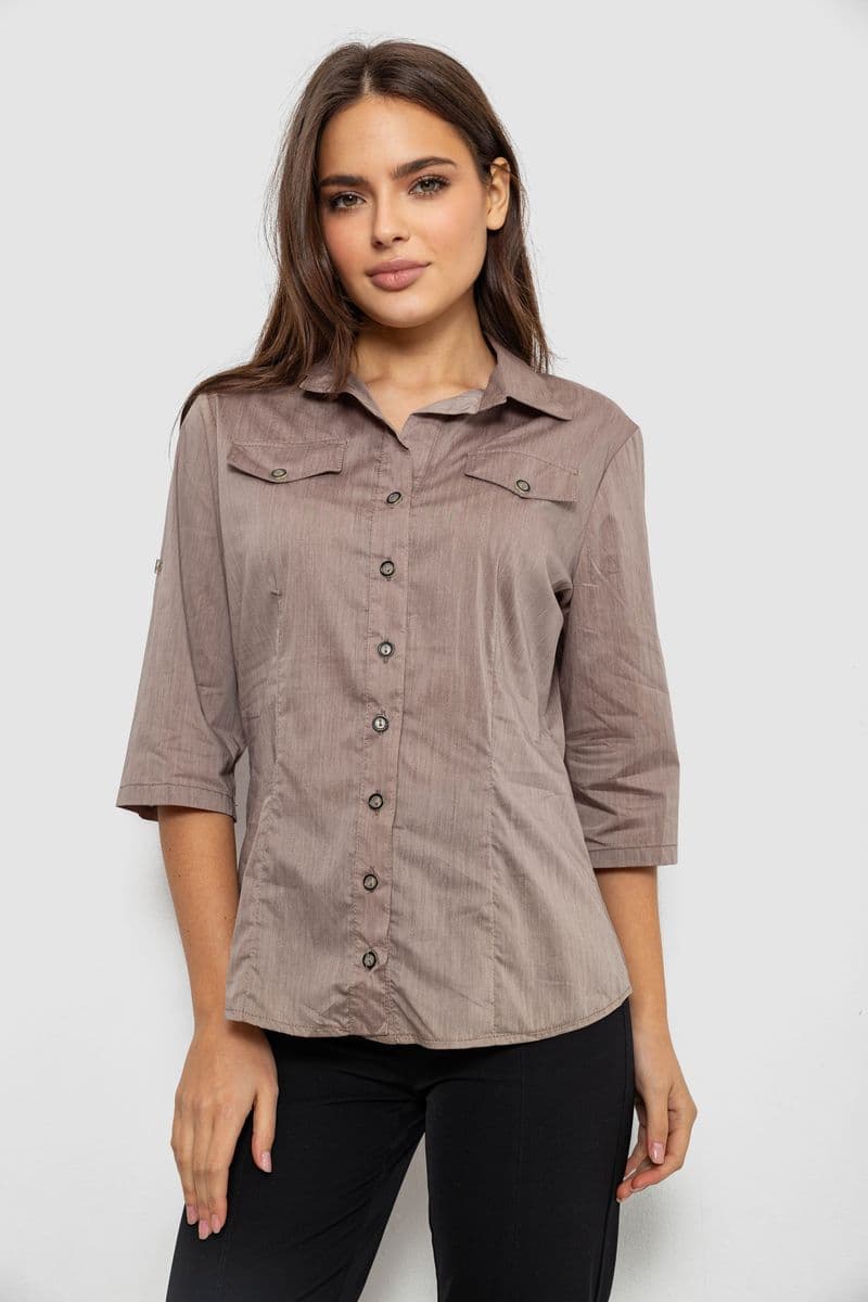 Сорочка жіноча однотонна, колір мокко, 230R068-5 - зображення 1