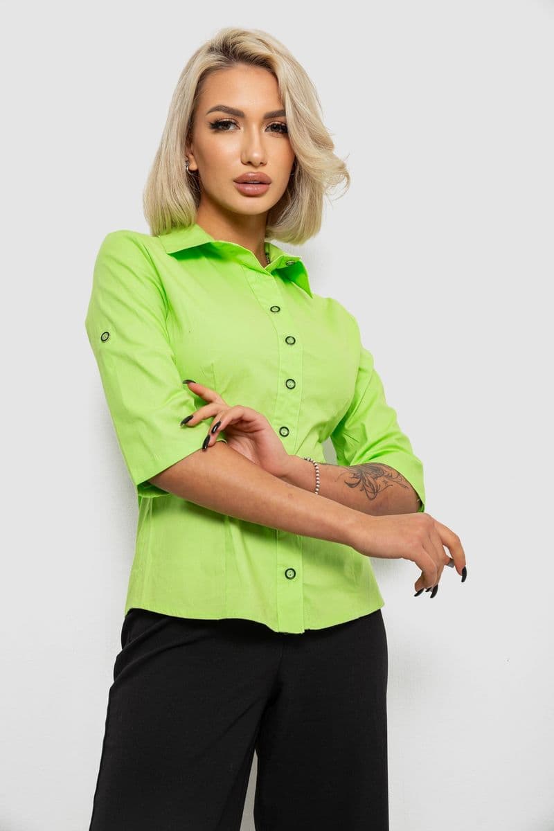 Сорочка жіноча однотонна, колір салатовий, 230R068-5 - зображення 1