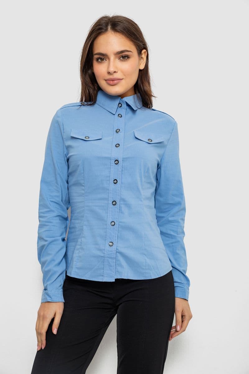 Сорочка жіноча однотонна, колір блакитний, 230R068-9 - зображення 1