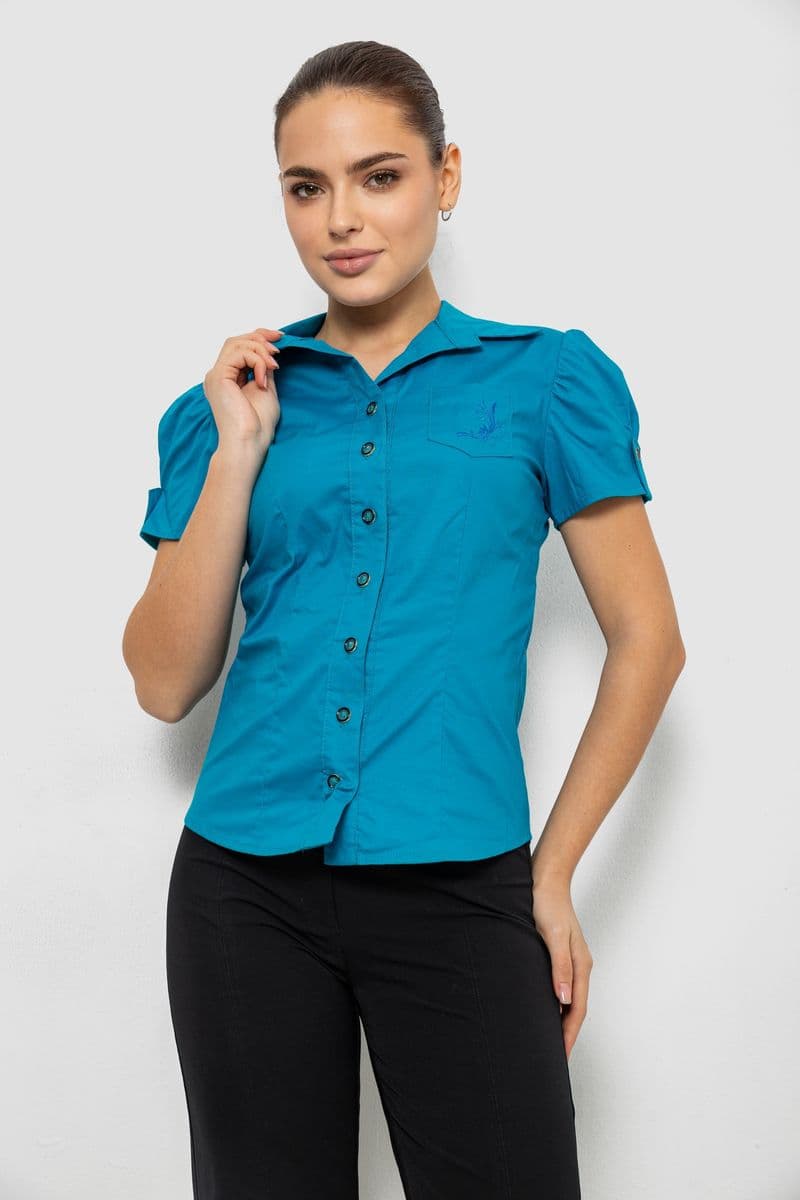 Сорочка жіноча однотонна, колір бірюзовий, 230R070 - зображення 1