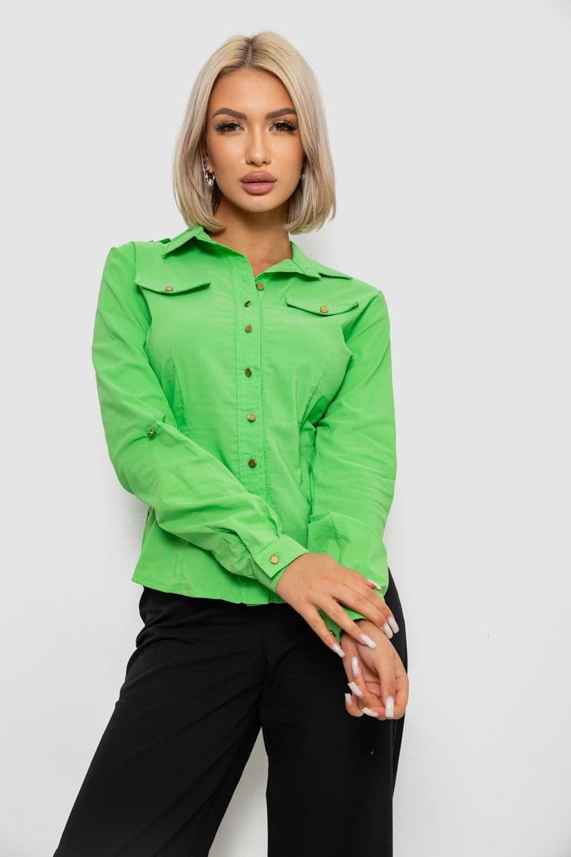 Сорочка жіноча однотонна, колір салатовий, 230R211 - зображення 1
