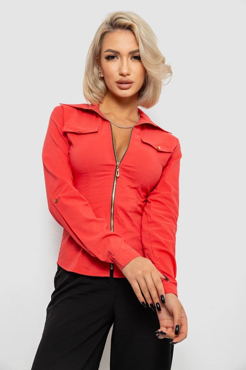 Сорочка жіноча однотонна, колір кораловий, 230R303 - зображення 1