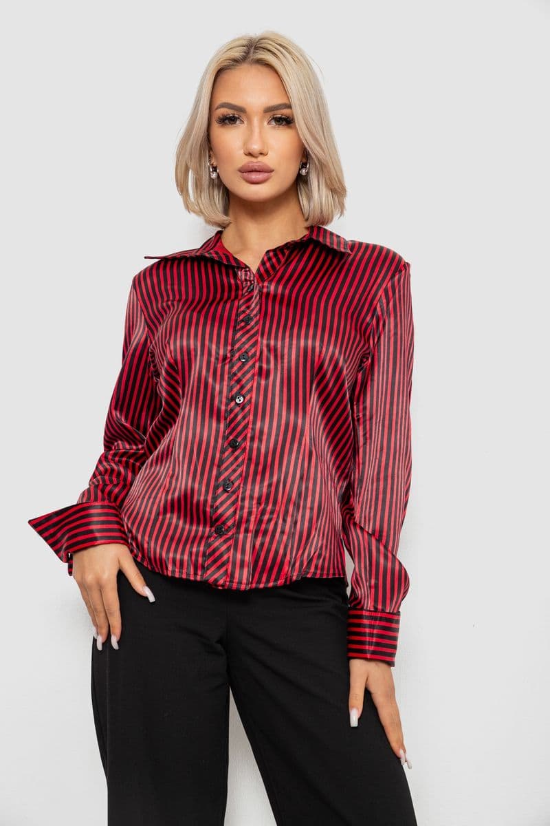 Сорочка класична в смужку, колір чорно-червоний, 230R64-2 - зображення 1