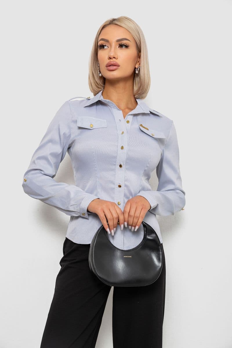 Сорочка класична в смужку, колір сірий, 230R646 - зображення 1