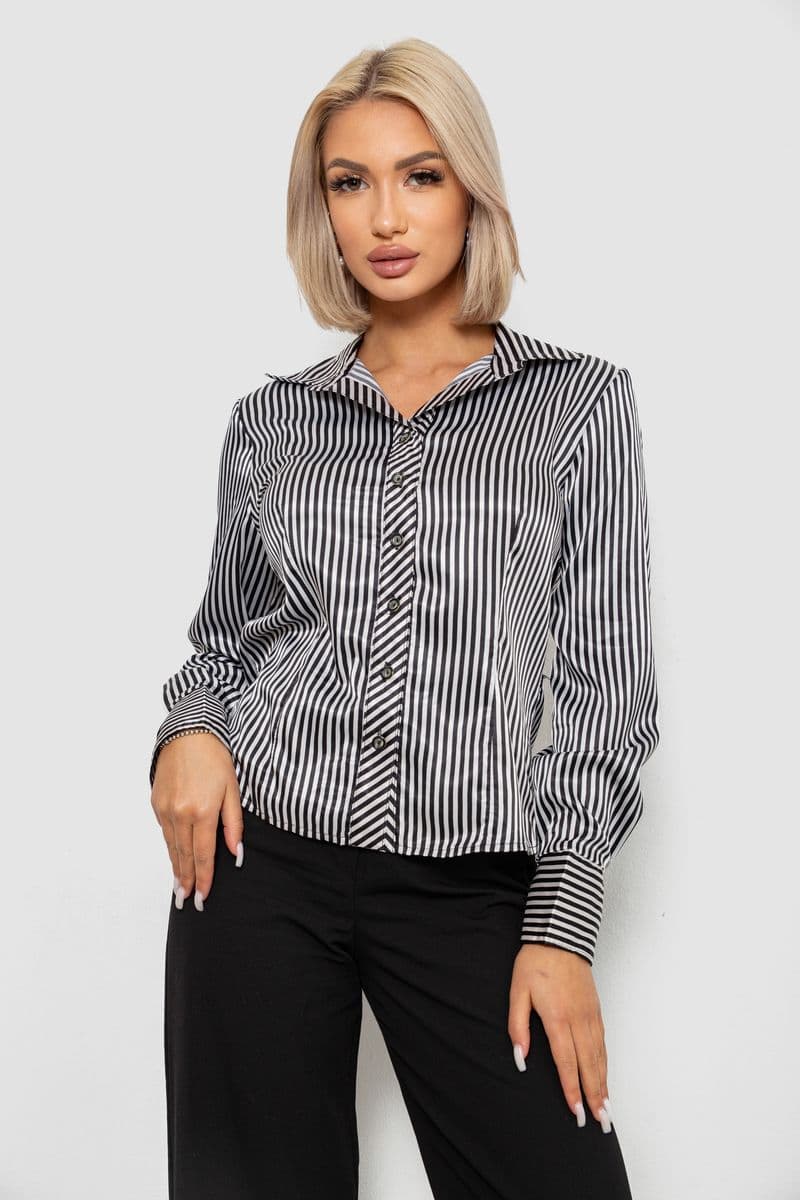 Сорочка класична в смужку, колір чорно-білий, 230R66 - зображення 1