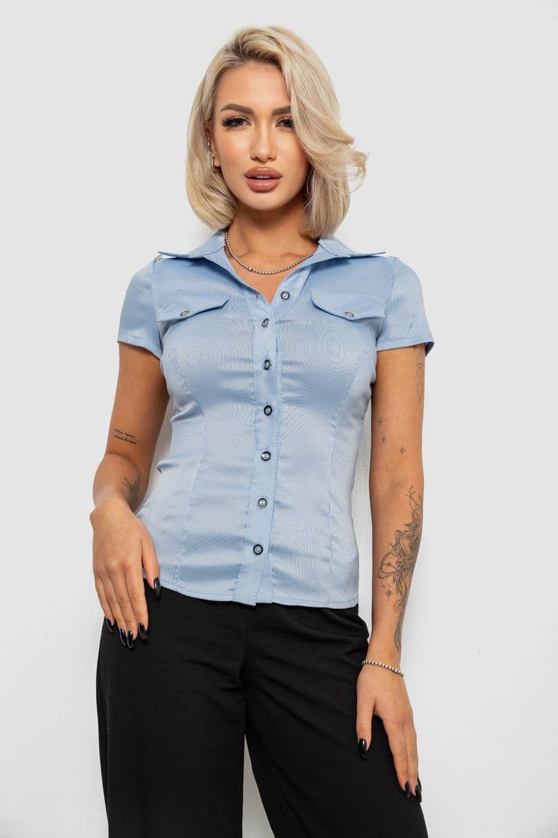 Сорочка класична в смужку, колір блакитний, 230R667 - зображення 1