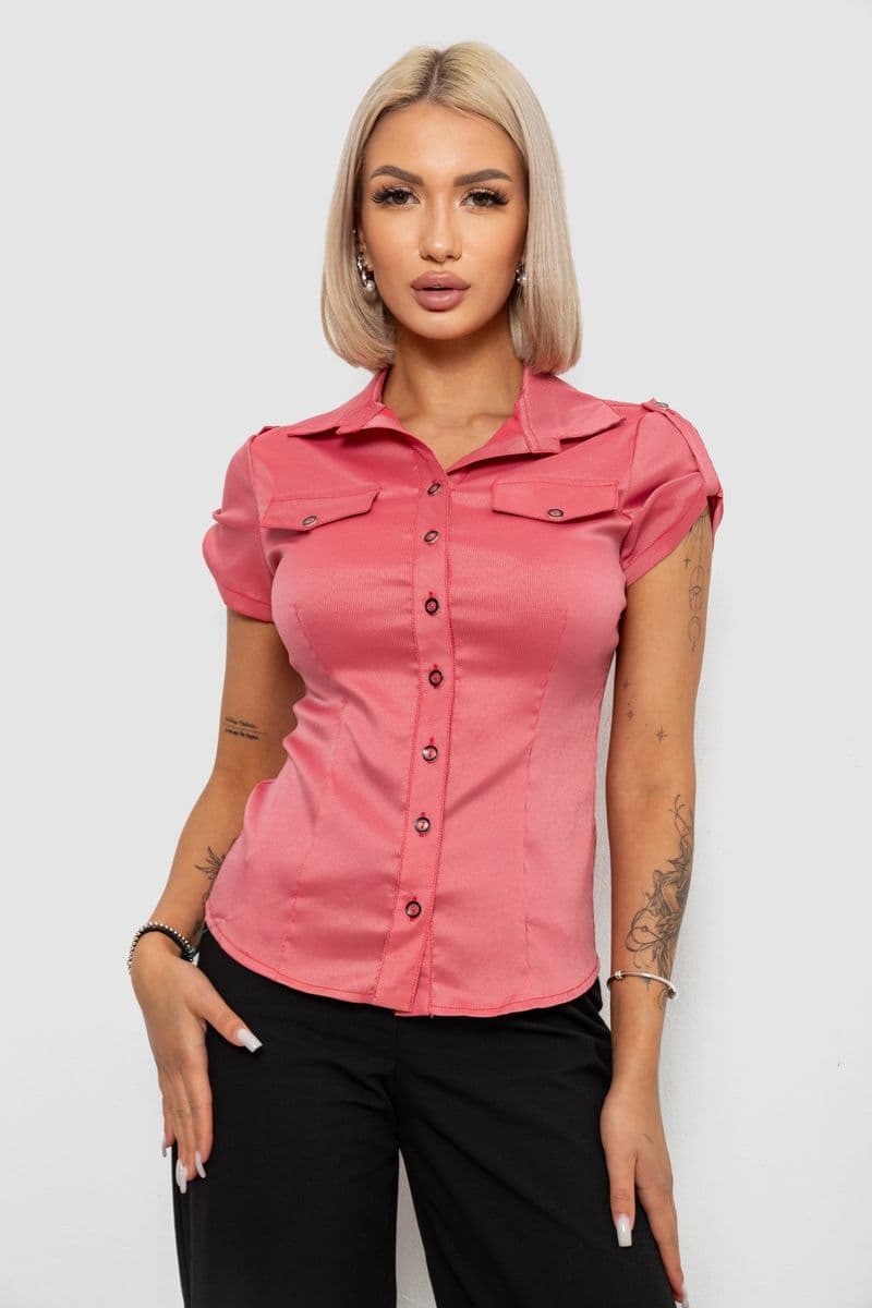 Сорочка класична в смужку, колір кораловий, 230R667 - зображення 1