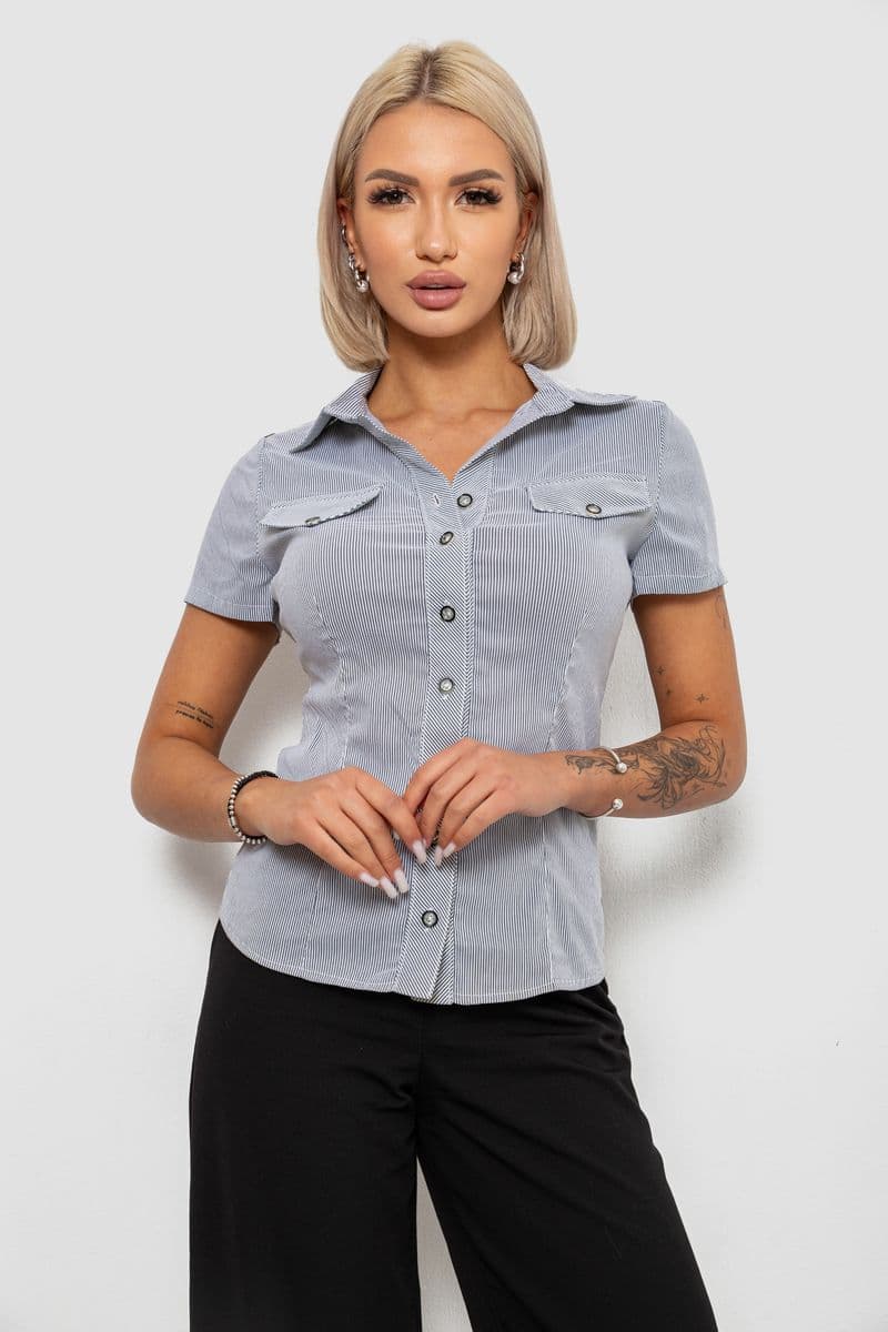 Сорочка класична в смужку, колір сірий, 230R667 - зображення 1
