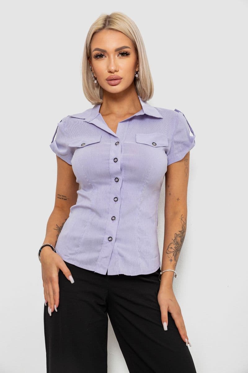 Сорочка класична в смужку, колір бузковий, 230R667 - зображення 1
