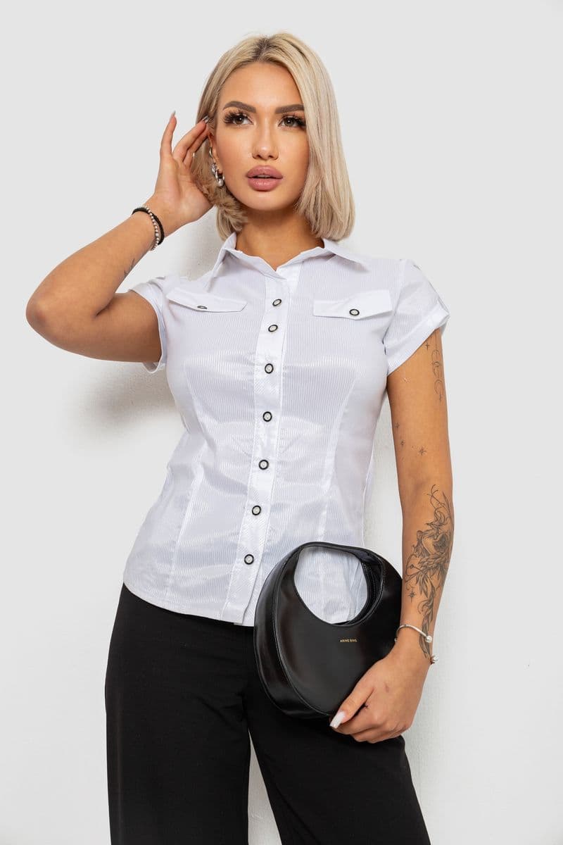 Сорочка класична в смужку, колір білий, 230R667-1 - зображення 1