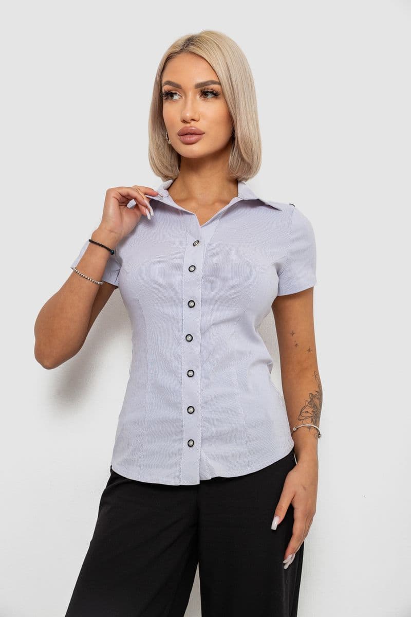 Сорочка класична в смужку, колір сірий, 230R668 - зображення 1