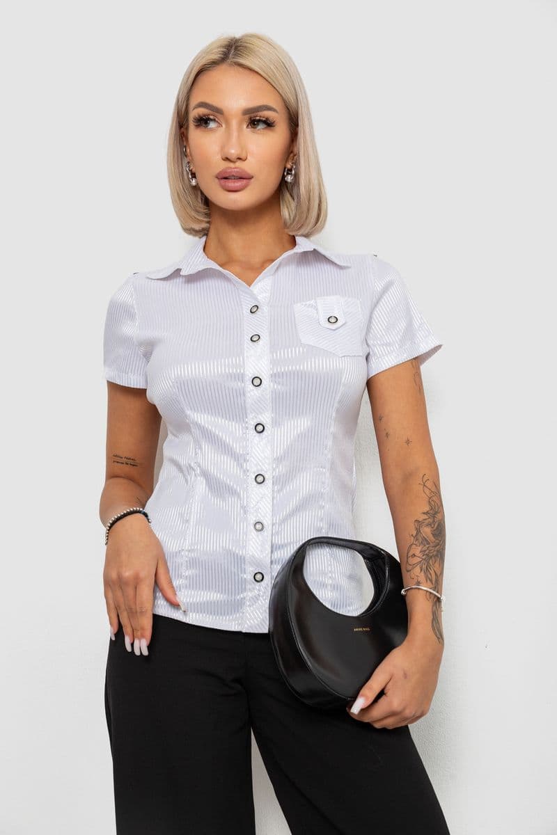 Сорочка класична в смужку, колір білий, 230R668-2 - зображення 1