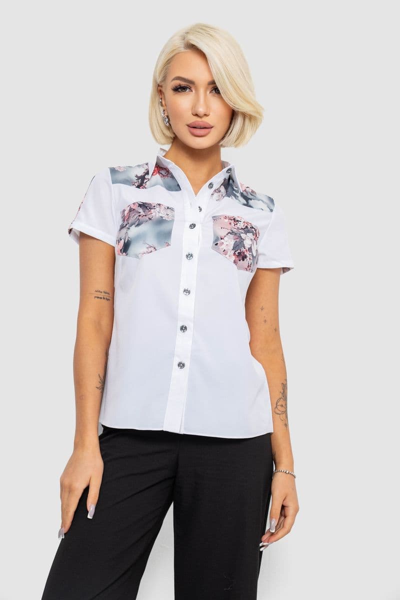 Сорочка класична з принтом, колір білий, 230R7211 - зображення 1