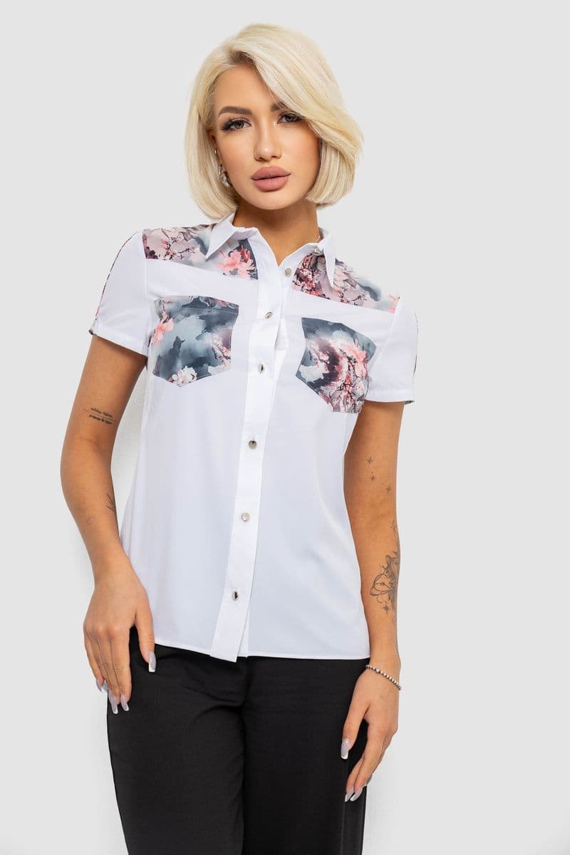 Сорочка класична з принтом, колір білий, 230R7211-2 - зображення 1