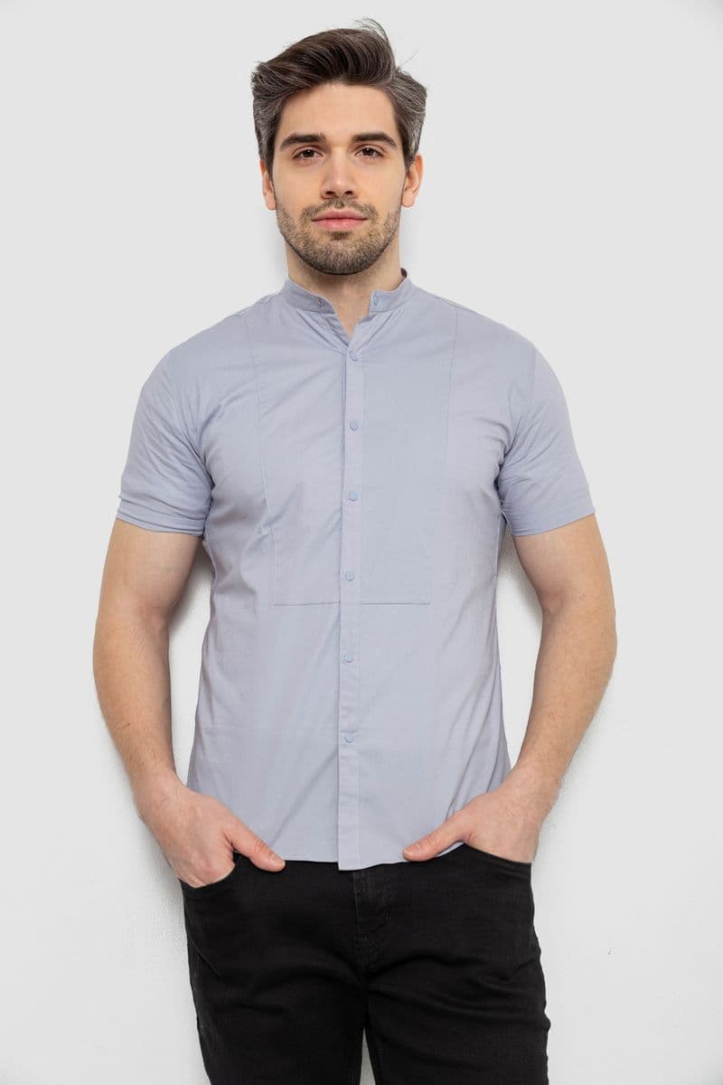 Сорочка чоловіча однотонна, колір сірий, 186R2043 - зображення 1