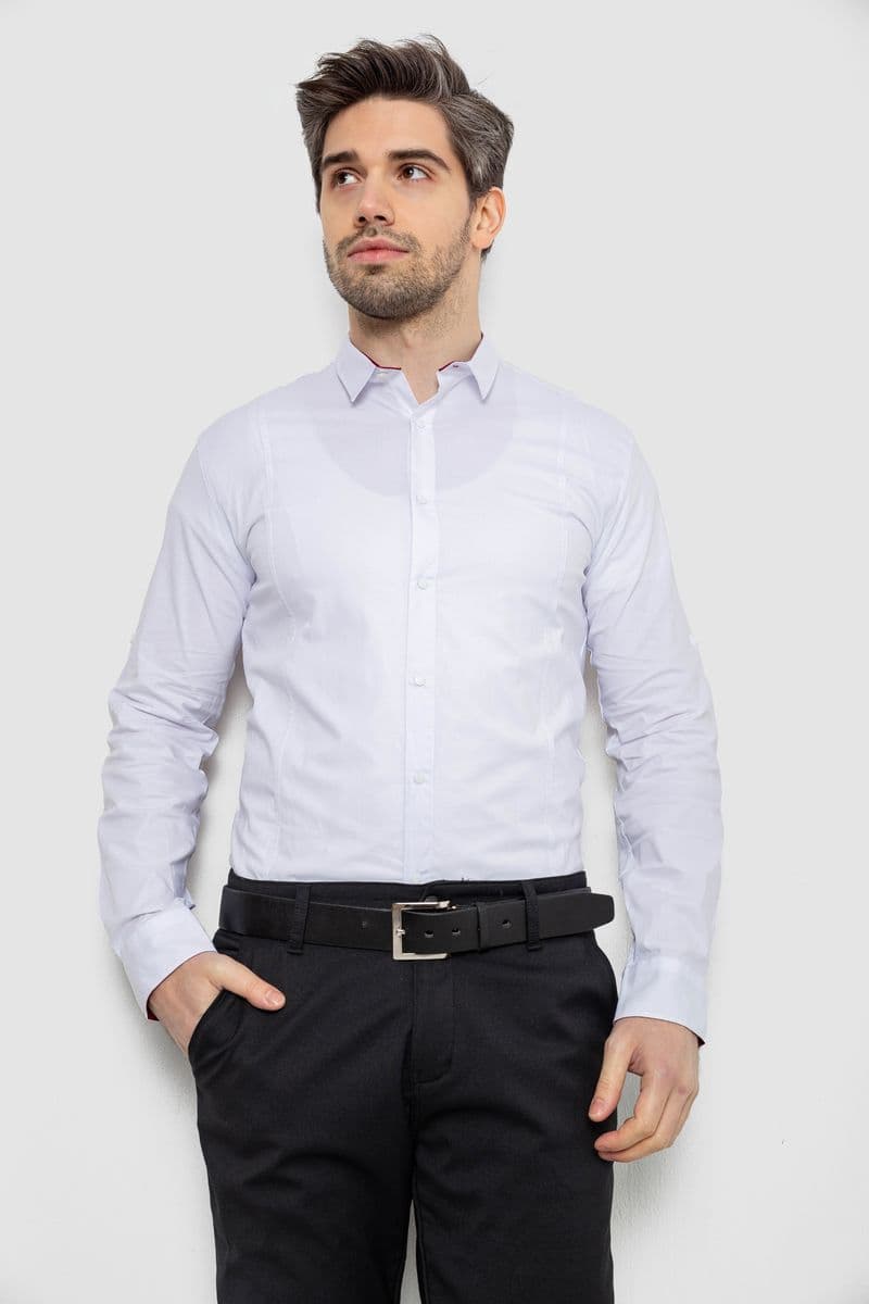 Сорочка чоловіча однотонна, колір білий, 186R2066 - зображення 1