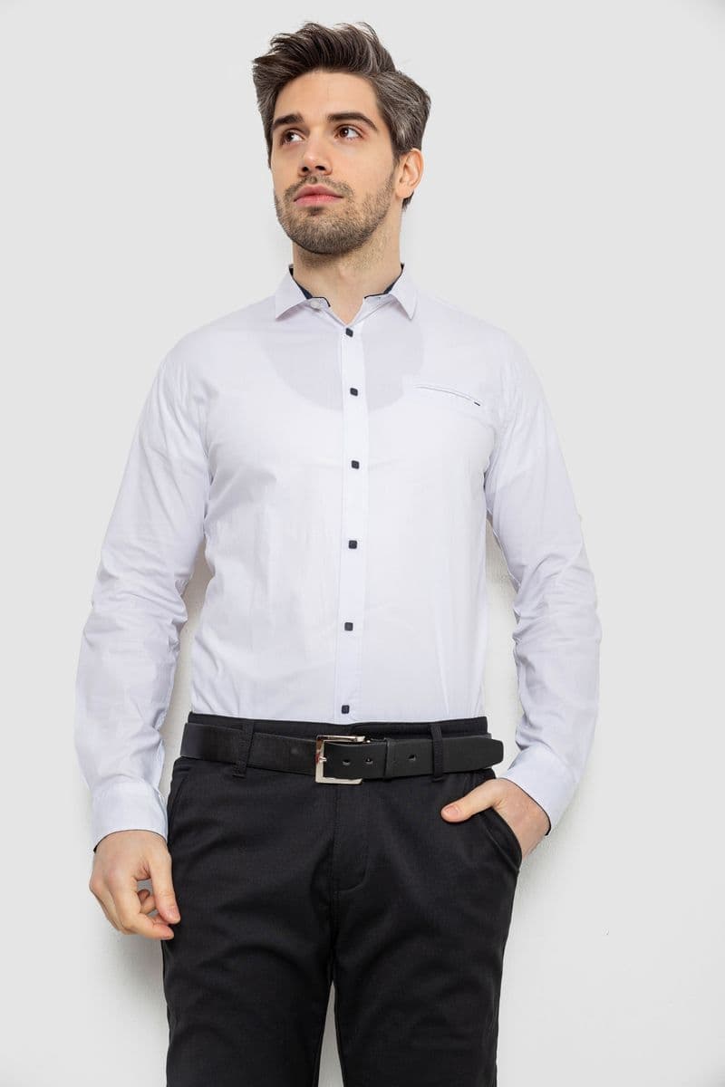 Сорочка чоловіча однотонна, колір білий, 186R2072 - зображення 1