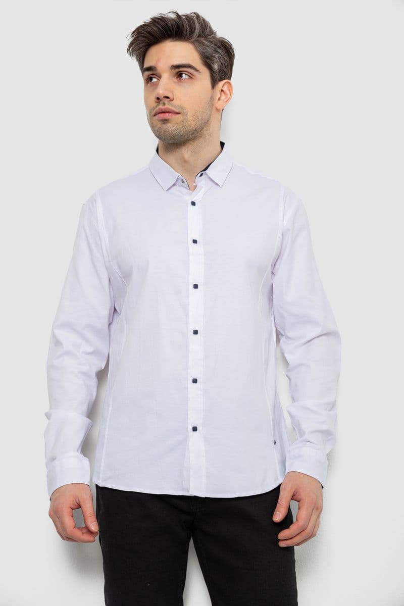 Сорочка чоловіча однотонна, колір білий, 186R6917-1 - зображення 1