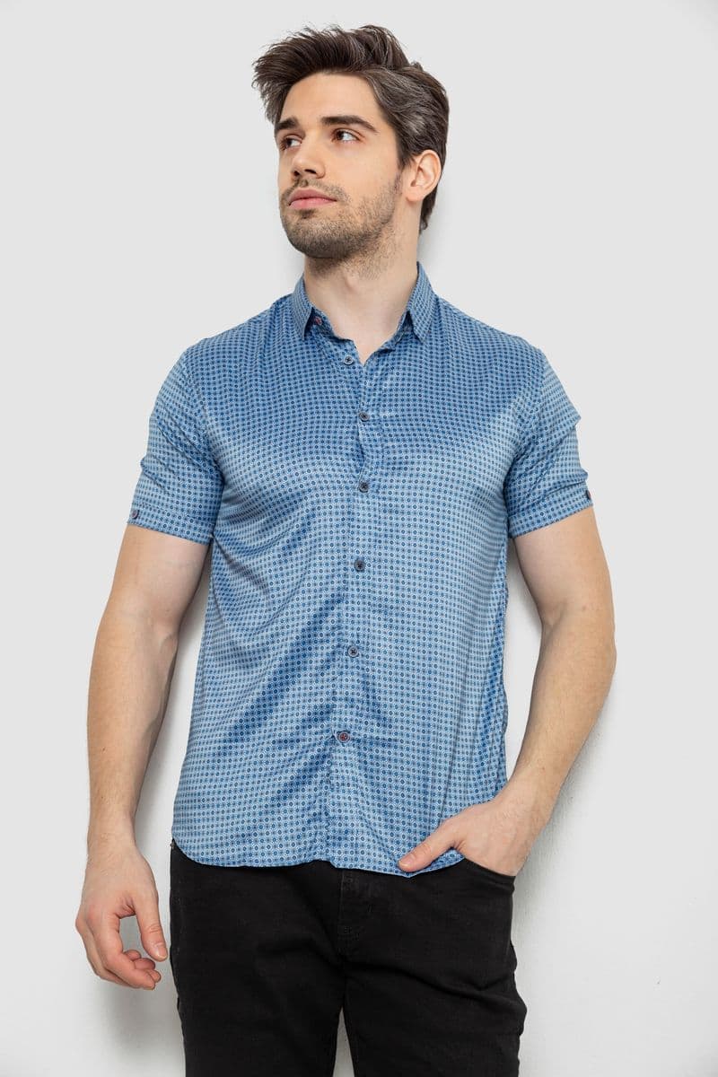 Сорочка чоловіча з принтом, колір джинс, 186R6918 - зображення 1