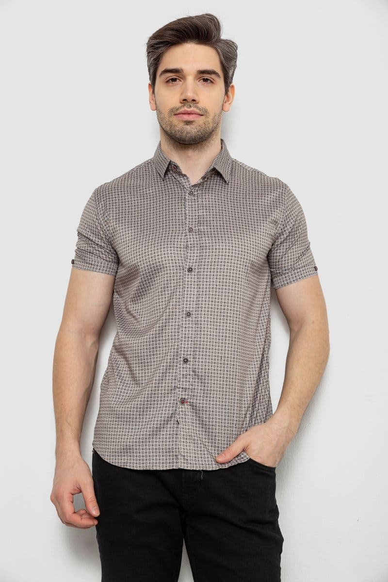 Сорочка чоловіча з принтом, колір мокко, 186R6918 - зображення 1