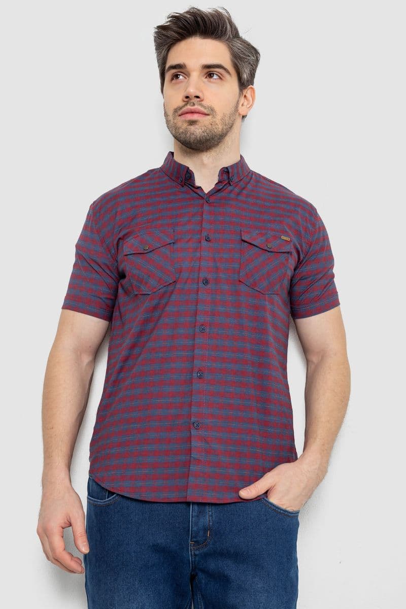 Сорочка чоловіча в клітинку, колір джинс, 186R6918-10 - зображення 1