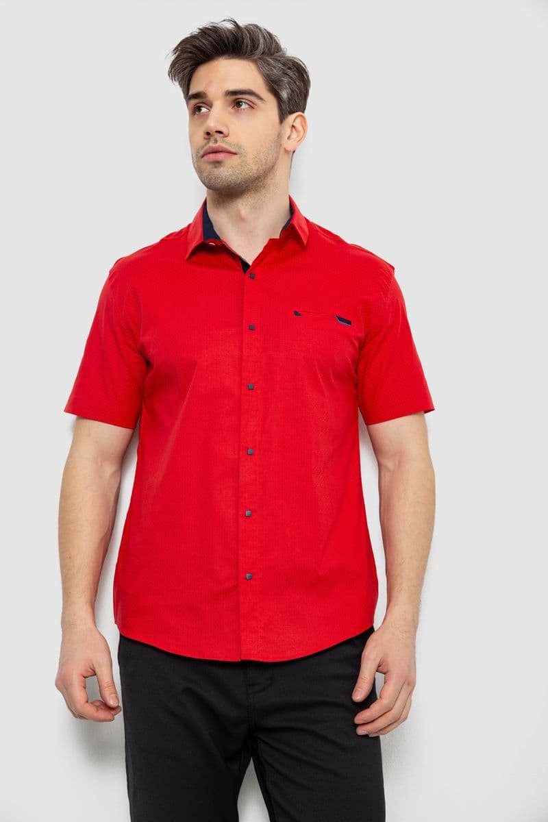 Чоловіча сорочка з принтом, колір червоний, 186R7010 - зображення 1