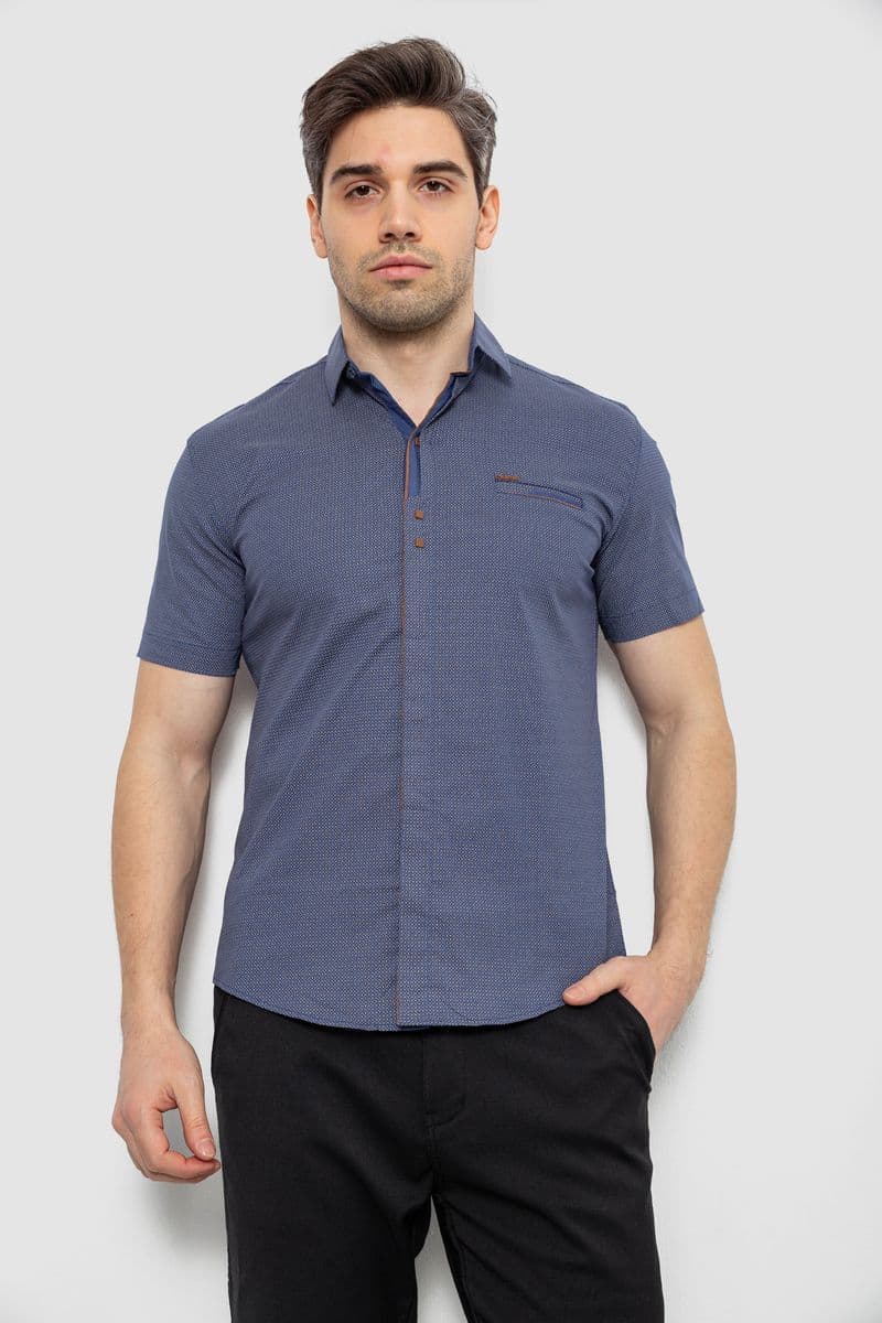 Чоловіча сорочка з принтом, колір синій, 186R7022 - зображення 1