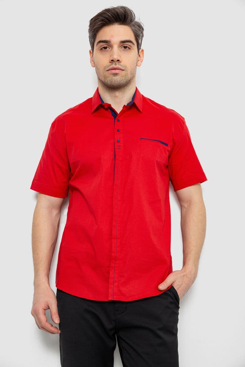 Чоловіча сорочка з принтом, колір червоний, 186R7027 - зображення 1
