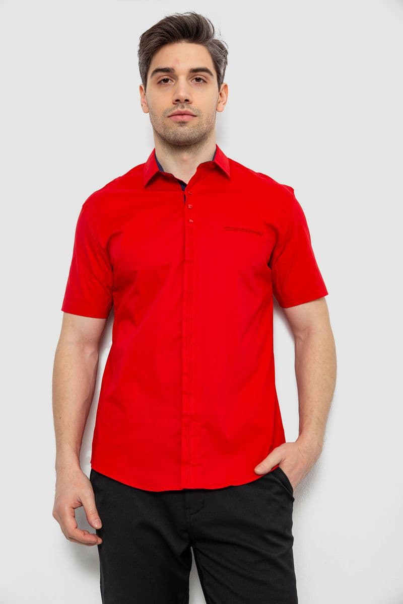 Чоловіча сорочка однотонна, колір червоний, 186R7069 - зображення 1