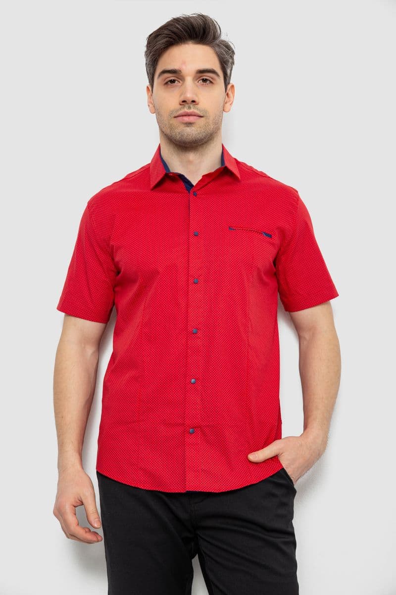 Чоловіча сорочка з принтом, колір червоний, 186R7124 - зображення 1