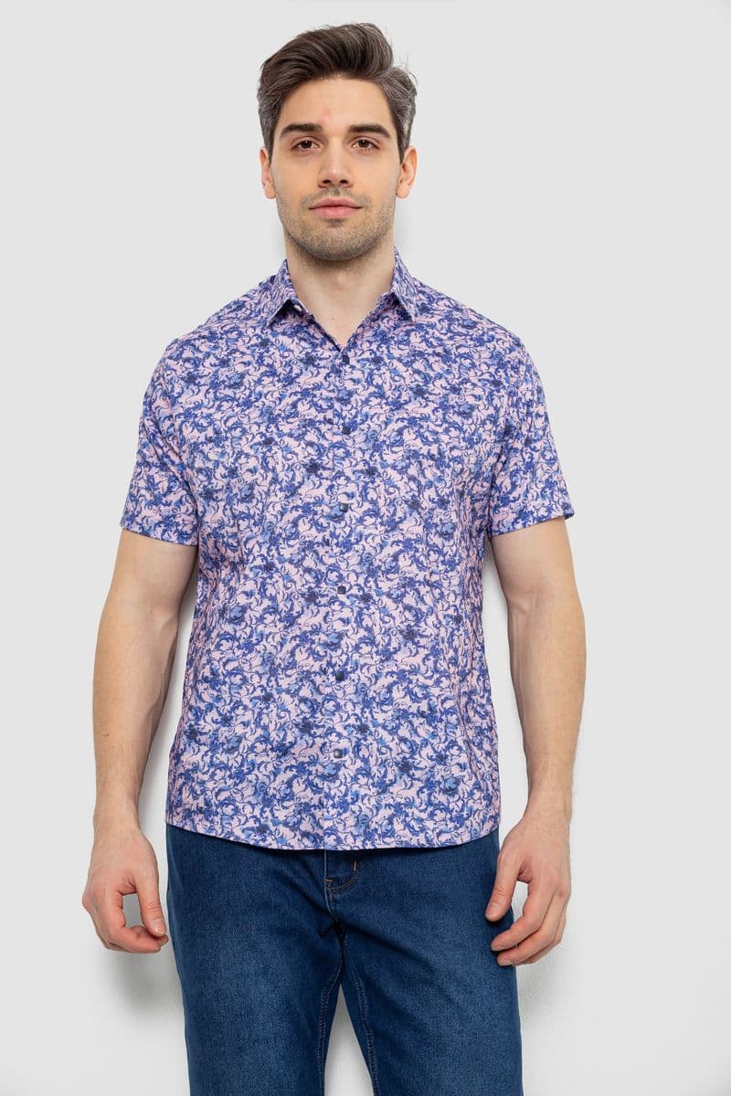 Сорочка чоловіча з принтом, колір бузковий, 186R7341-1 - зображення 1
