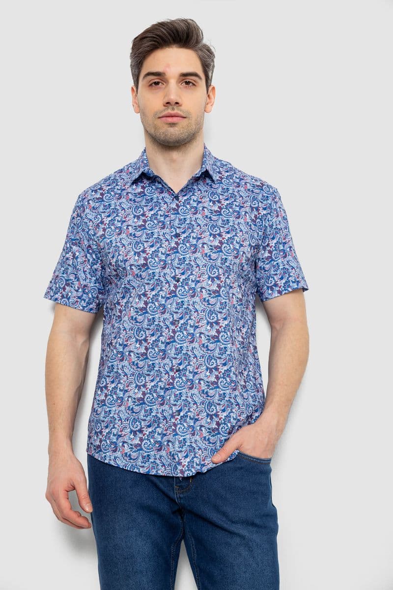 Сорочка чоловіча з принтом, колір синій, 186R7341 - зображення 1
