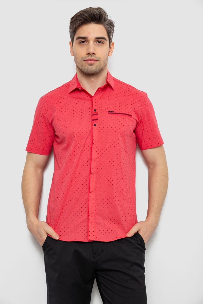 Чоловіча сорочка з принтом, колір кораловий, 186R7535 - зображення 1