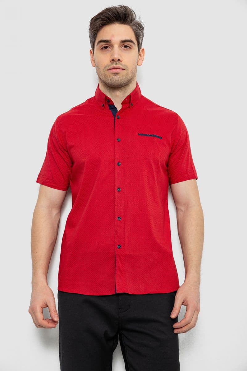 Сорочка чоловіча з принтом, колір червоний, 186RKB103 - зображення 1