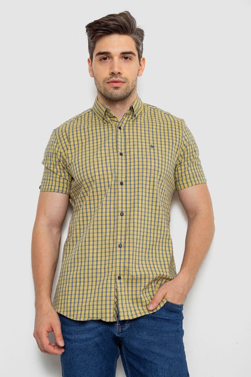 Сорочка чоловіча в клітку, колір жовтий, 214R2445 - зображення 1