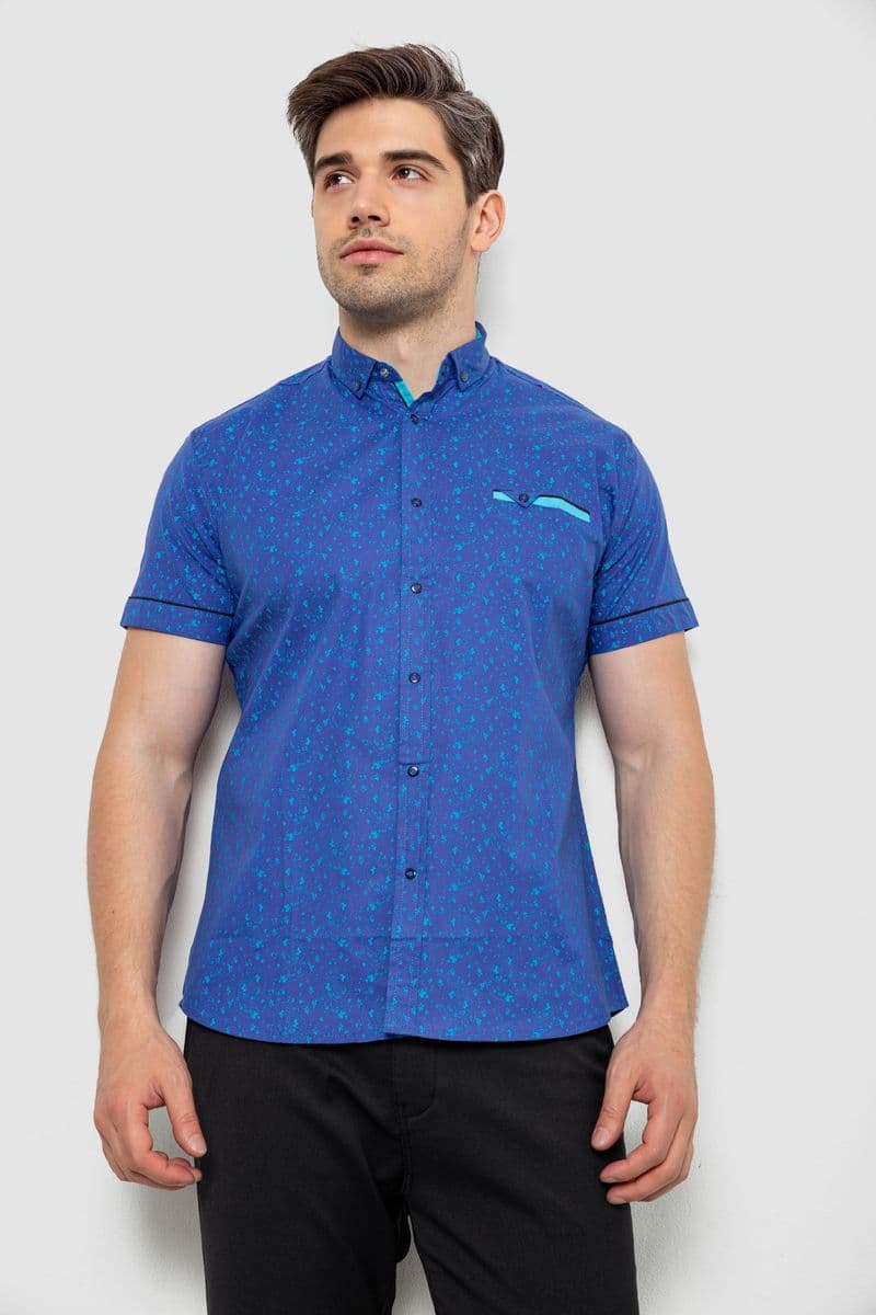 Сорочка чоловіча з принтом, колір синій, 214R3050 - зображення 1