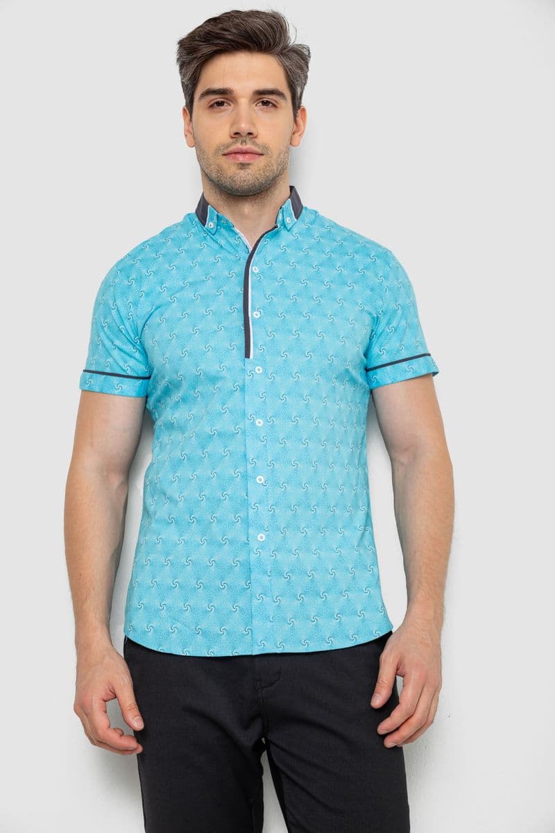 Сорочка чоловіча з коротким рукавом, колір блакитний, 214R3071 - зображення 1