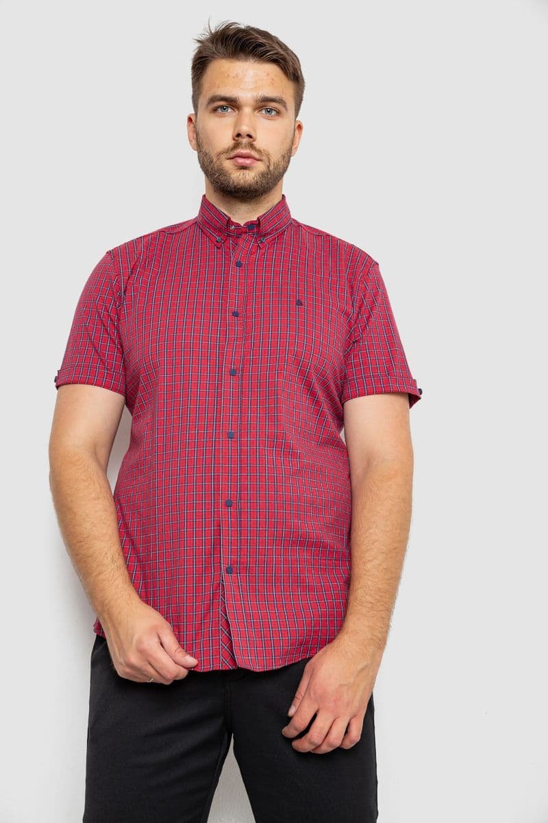 Сорочка чоловіча в клітинку, колір червоний, 214R4564 - зображення 1
