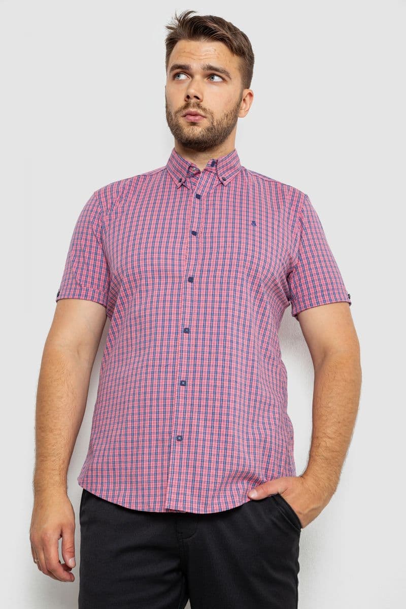 Сорочка чоловіча в клітинку, колір рожевий, 214R4564 - зображення 1