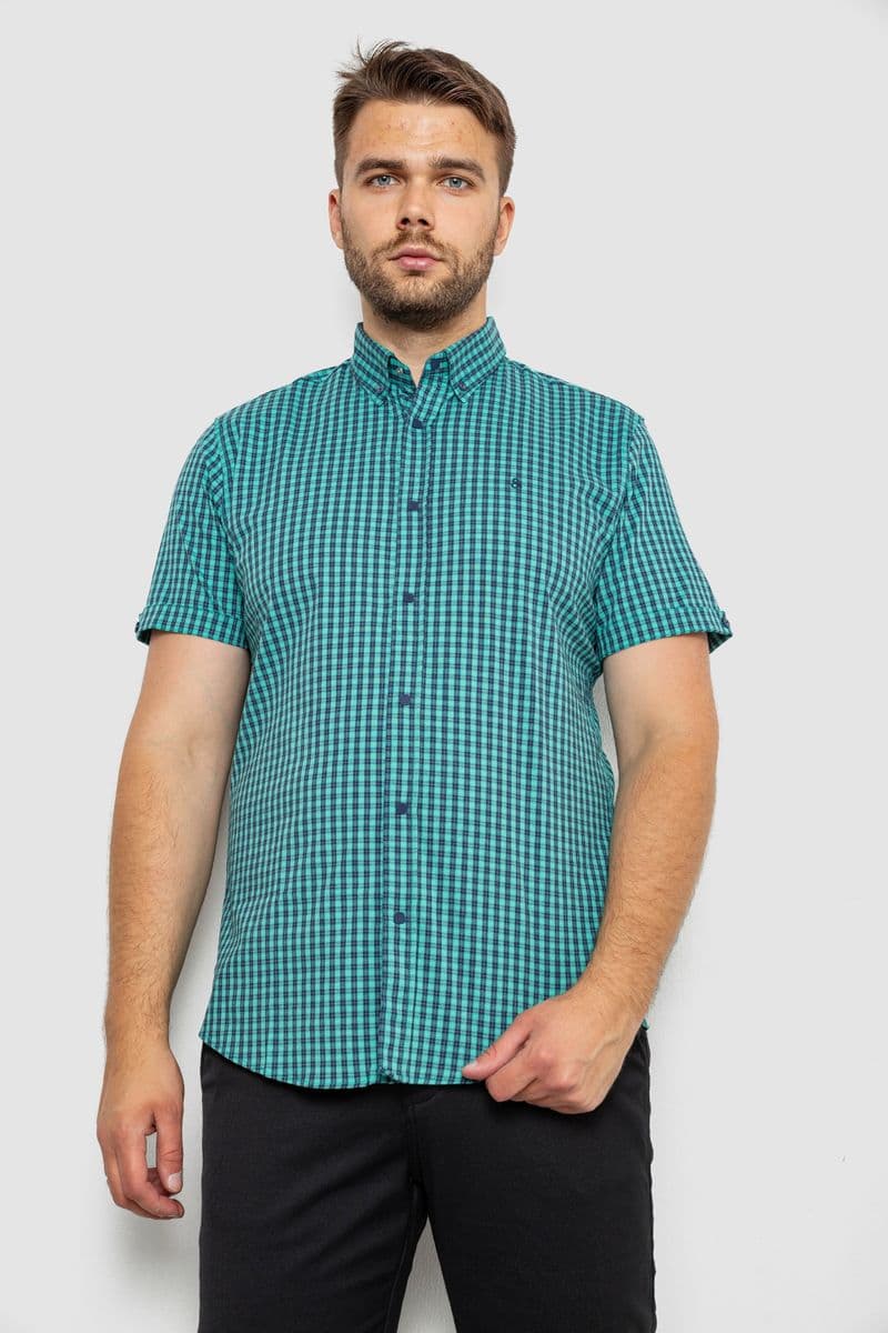 Сорочка чоловіча в клітинку, колір зелений, 214R4564-1 - зображення 1