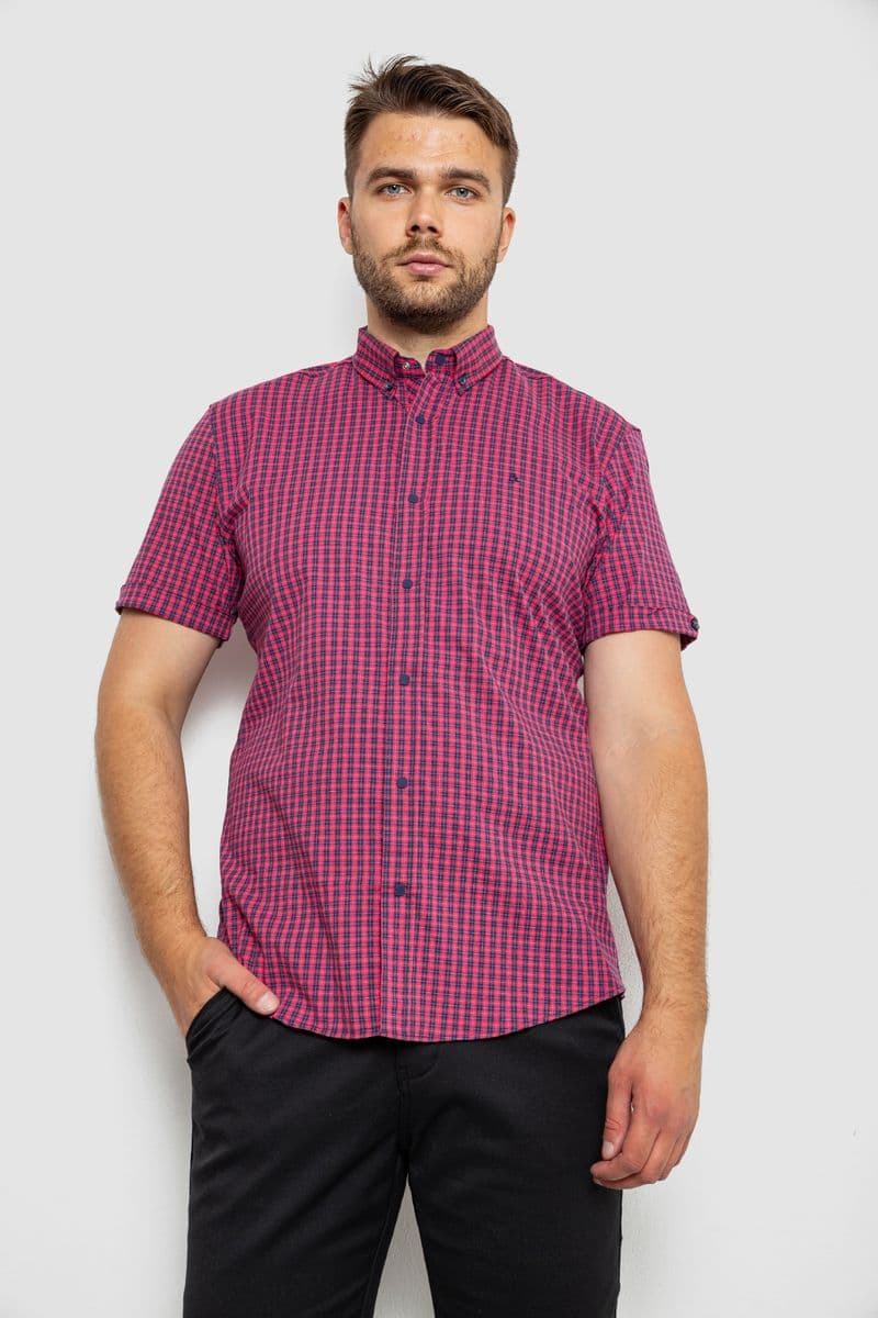 Сорочка чоловіча в клітинку, колір червоний, 214R4564-1 - зображення 1