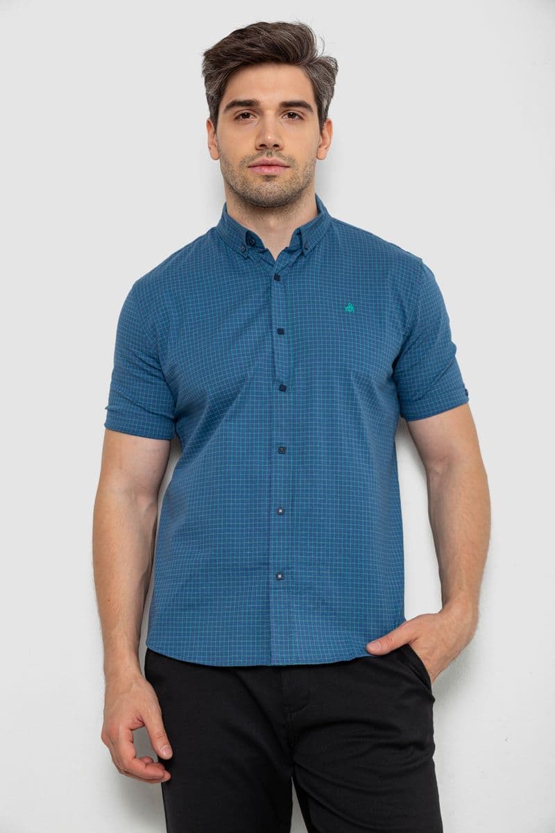 Сорочка чоловіча в клітку, колір джинс, 214R4564-5 - зображення 1