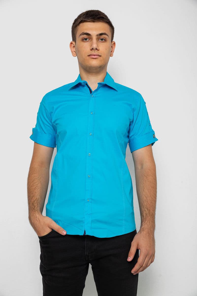 Сорочка чоловіча однотонна, колір бірюзовий, 214R5003 - зображення 1