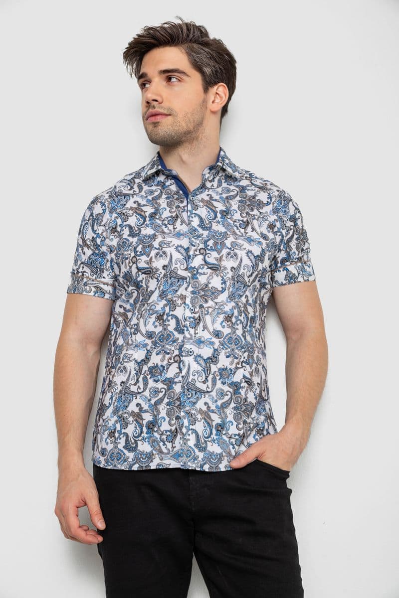 Сорочка чоловіча з короткими рукавами, колір синій, 214R582 - зображення 1