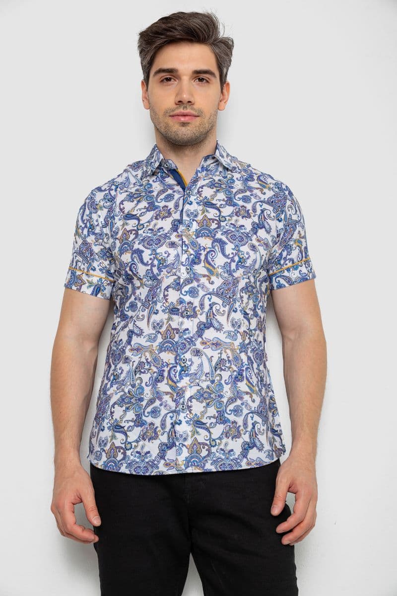 Сорочка чоловіча з короткими рукавами, колір бузковий, 214R582 - зображення 1