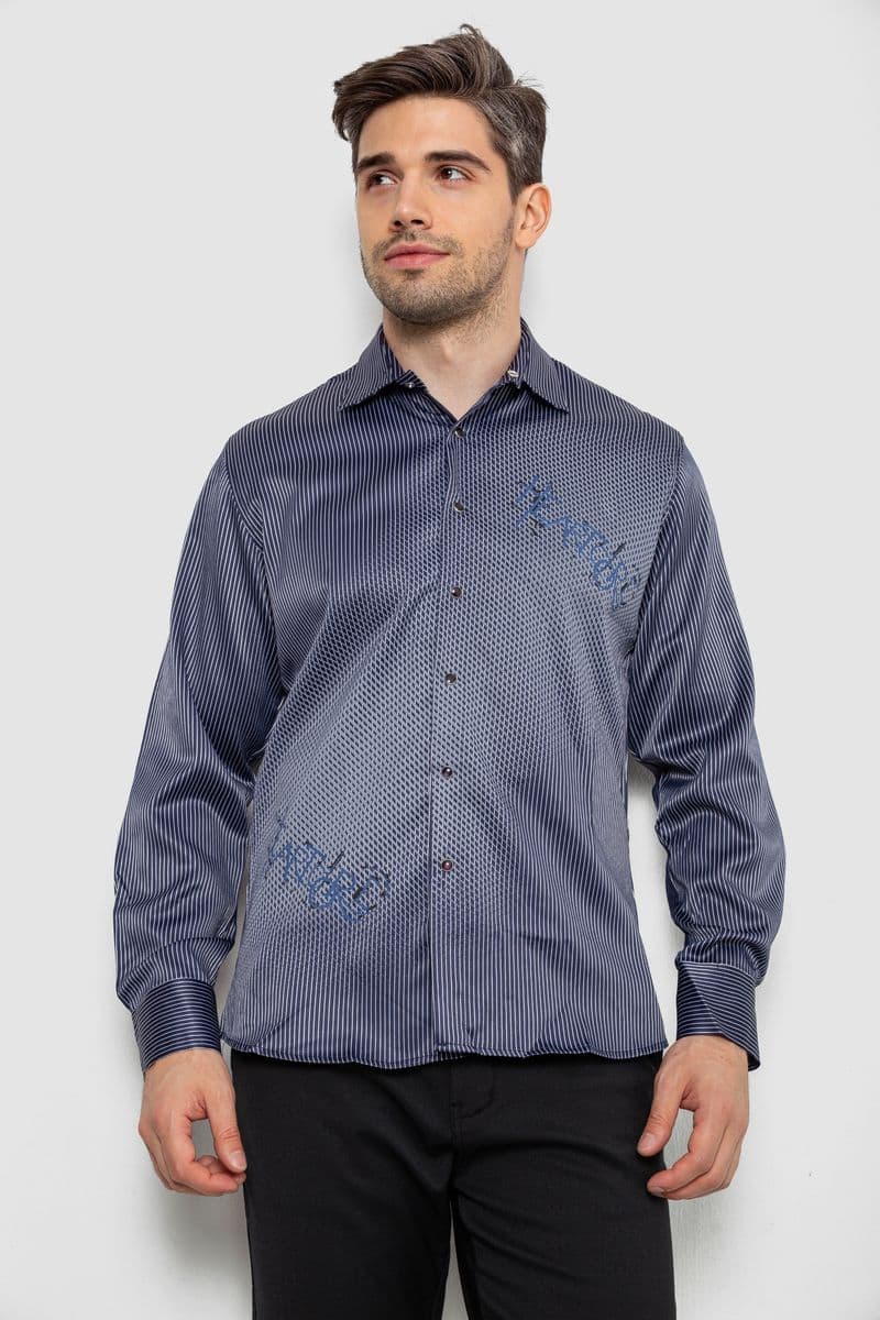 Сорочка чоловіча з принтом, колір синій, 214R5829 - зображення 1