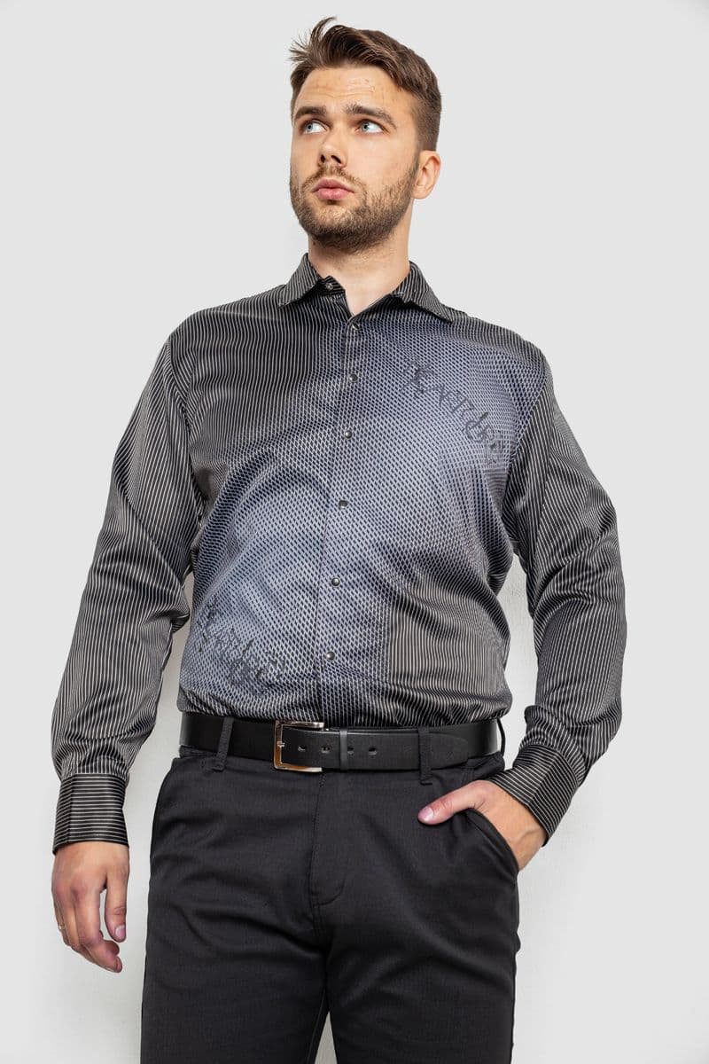 Сорочка чоловіча з принтом, колір чорний, 214R5829 - зображення 1