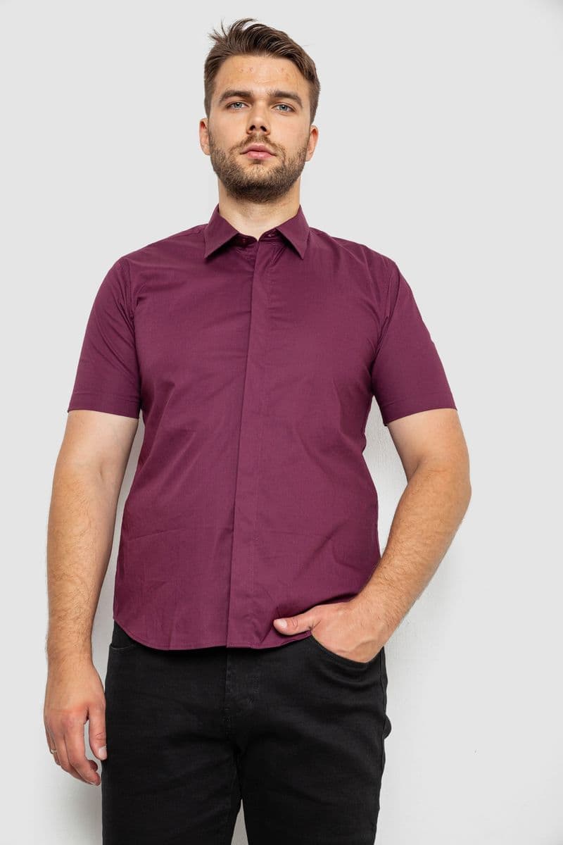 Сорочка чоловіча однотонна, колір сливовий, 214R6917 - зображення 1