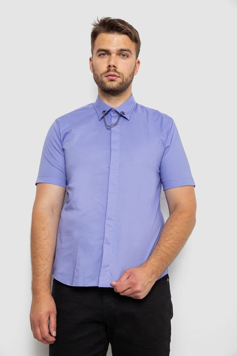 Сорочка чоловіча однотонна, колір бузковий, 214R6917-1 - зображення 1